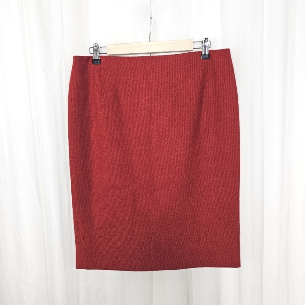 Lee Anderson Couture Elegant Red Wool Pencil Skirt Size Medium